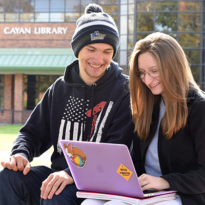Students in front of Cayan Library