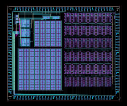 Layout of the “mrDANNA” CMOS-memristor neuromorphic chip designed in conjunction with UT-Knoxville and currently being fabricated by SUNY Poly