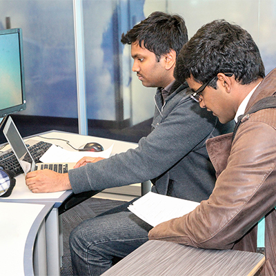 Students working online