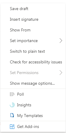 screenshot of more email composition options in Outlook