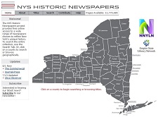 Image and web link of New York State Historic Newspapers frontpage