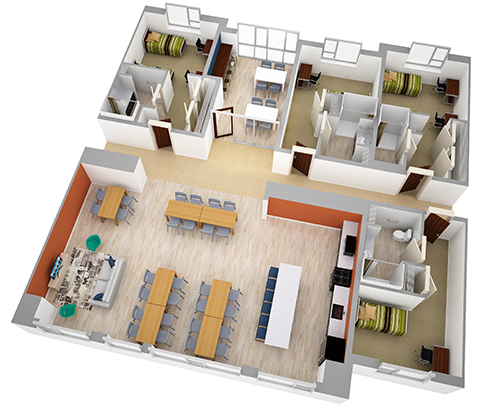 Hilltop Hall floorplan rendering