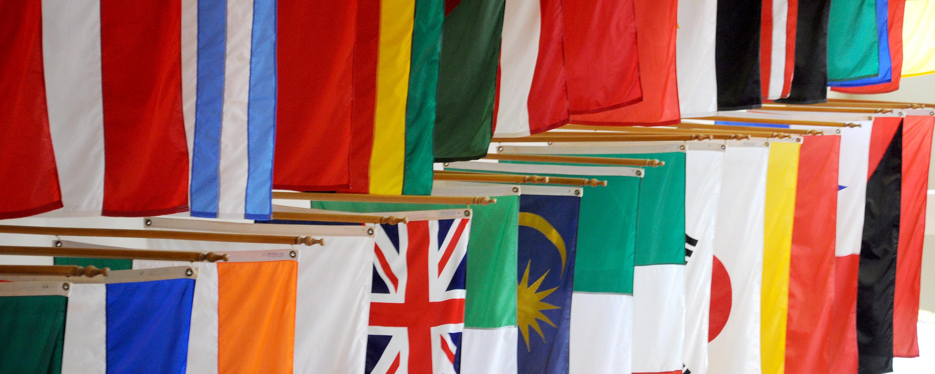 International Admissions - illustrative photo of flags in the Student Center
