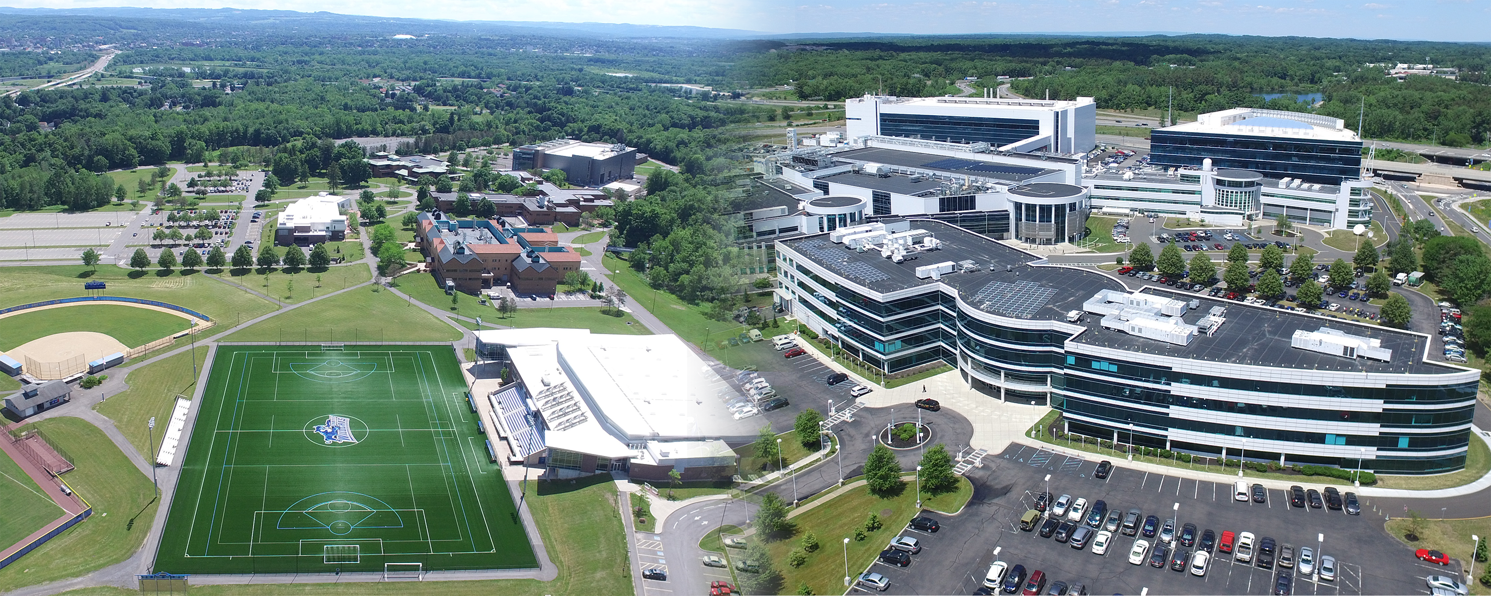 Photos of SUNY Poly's Utica campus and Albany campus merged