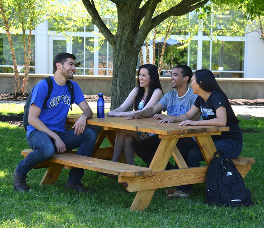 Students at picnic table