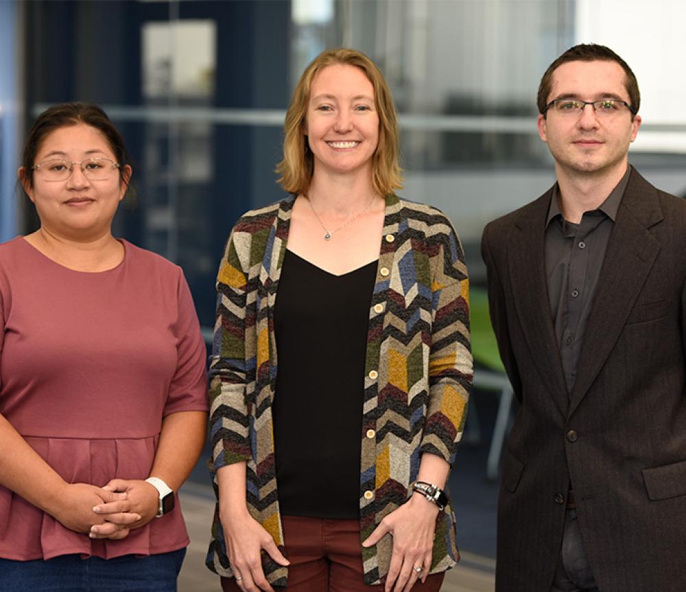 L to R: Professors Shen and Rodak and Andrew Cotronea