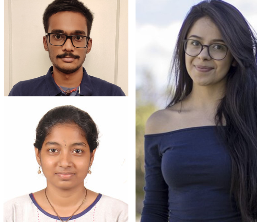 Ph.D. candidates Sri Saravana Bharathi, Yamini Kumaran, and Maria Belen Paredes-Espinosa