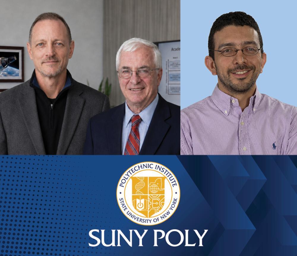 Drs. Edgell, Durgin and Henao with SUNY Poly Seal underneath