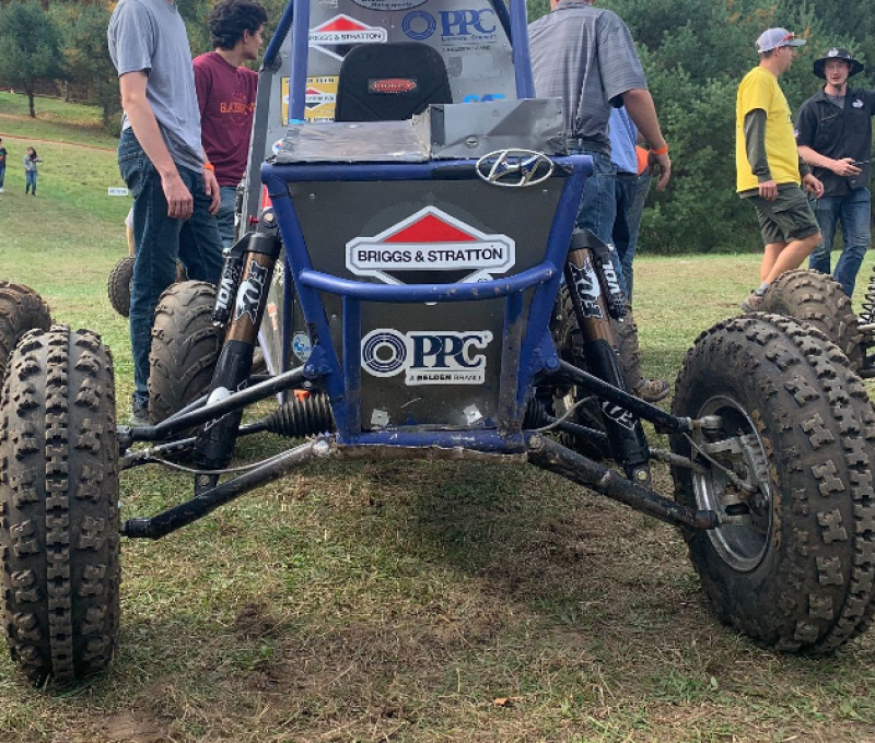 Wildcat Motorsports’ vehicle, “The Little Blue Car that Could” after the endurance race