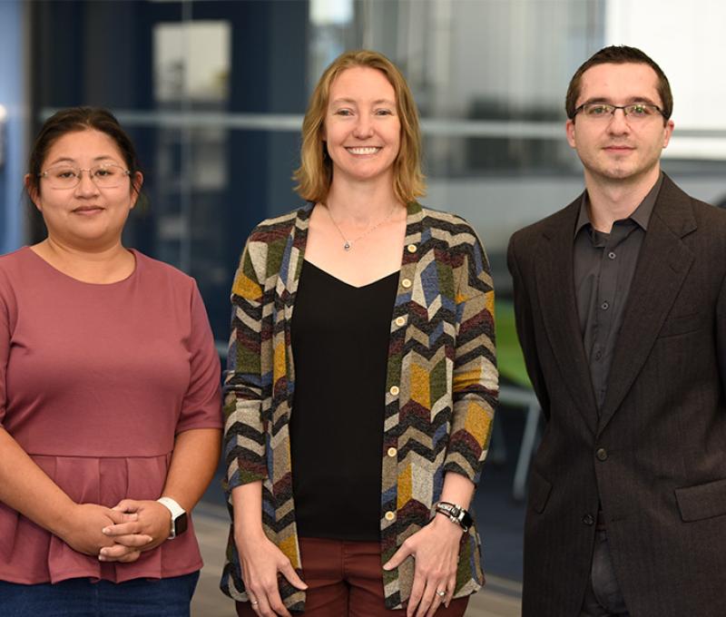 L to R: Professors Shen and Rodak and Andrew Cotronea