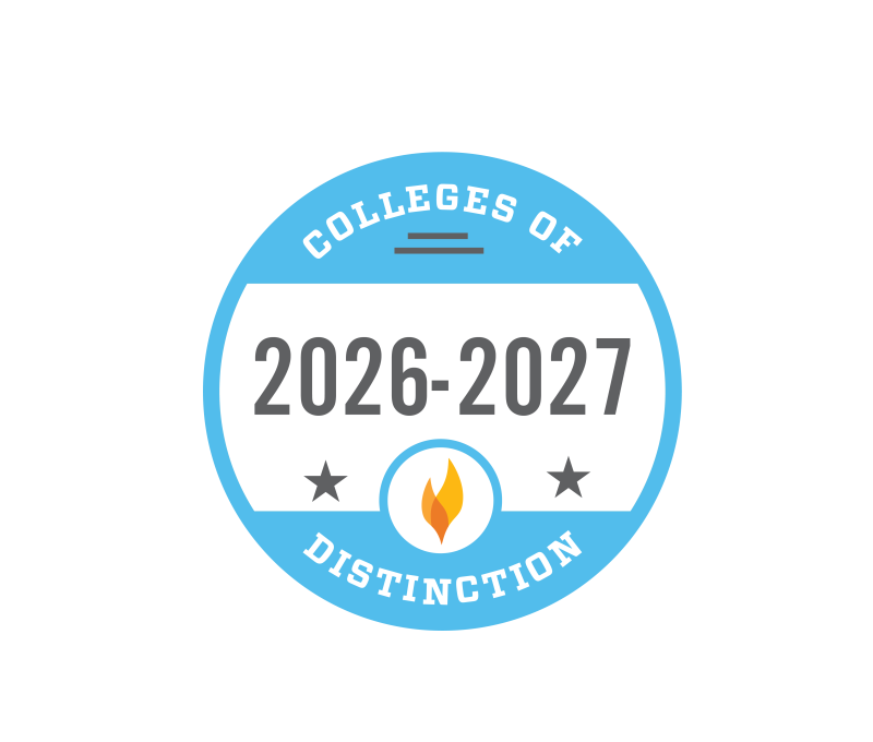 2026-27 Colleges of Distinction Badge. Light Blue and White.