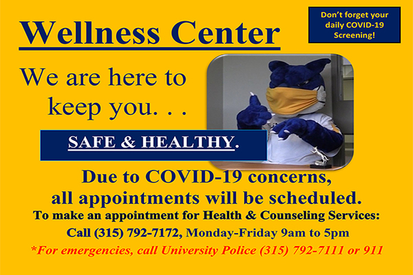 Wellness Center Safe & Healthy Sign
